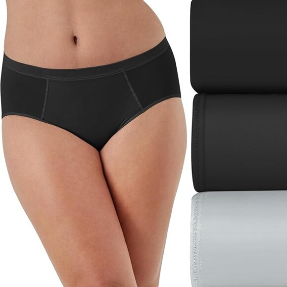 Bali One Smooth U Ultra Light Briefs 3-Pack S/5 Black Gray DFMEB3 NEW - Picture 1 of 6